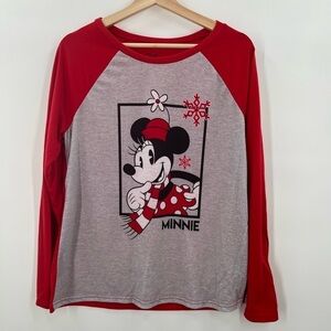 Disney Juniors girls long sleeve shirt, red/gray Minnie Mouse